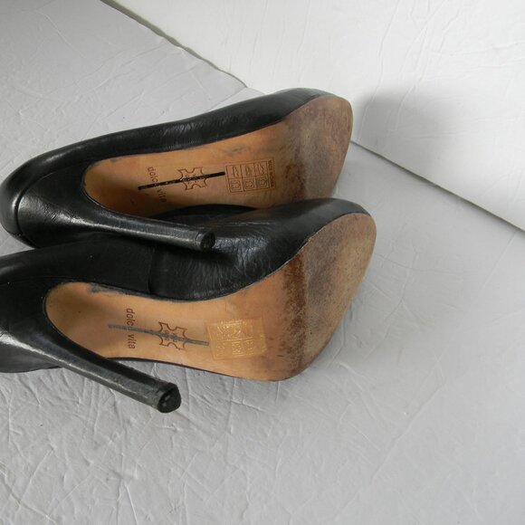 DOLCE VITA BLACK LEATHER HIGH HEELS CLASSIC OFFICE SZ 7 - Picture 5 of 5